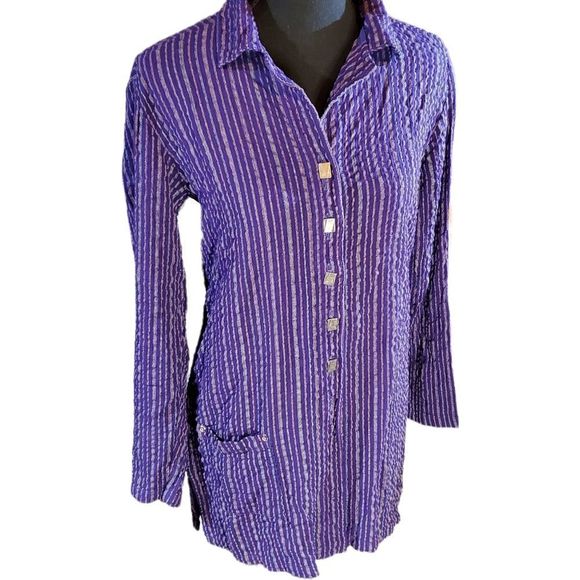 Nannette Keller Linen Artsy Button Down Blouse - Picture 2 of 6